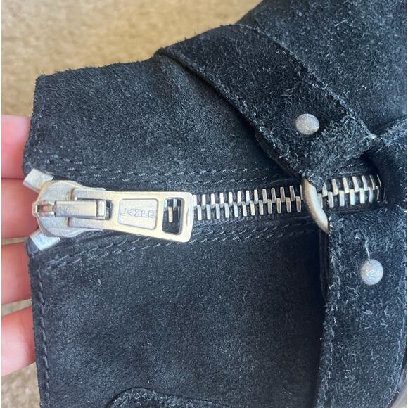 AllSaints | Suede Quentin Harness Black Ankle Boots - Picture 9 of 14